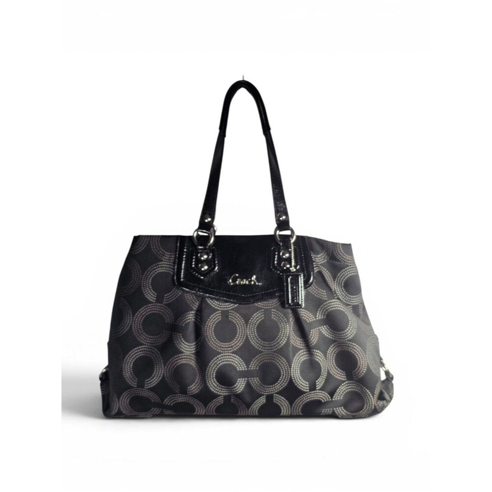 Coach Ashley Dotted Op Art Carryall (Style F20049), Black/Grey, EUC